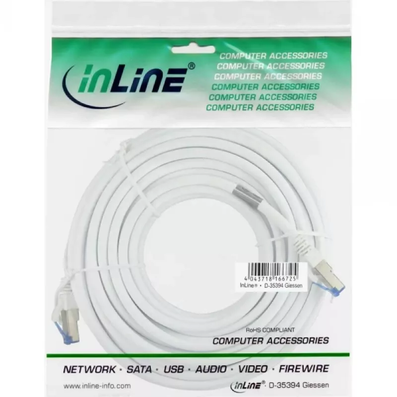 InLine Patch Kabel S/FTP PiMF Cat.6A halogen free 500MHz white 5m