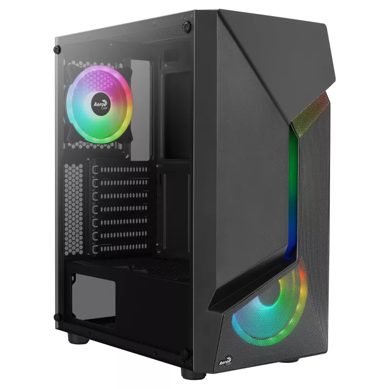 Aerocool SCAPEBKV3 Gaming ATX-Gehäuse Front RGB LED Tempered Glass 3x ARGB-Lüfter Schwarz
