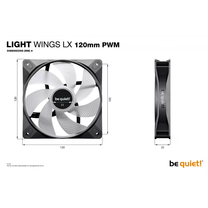 be quiet! LIGHT WINGS LX 120mm PWM Computer-Gehäuselüfter 12 cm Schwarz 1 Stück