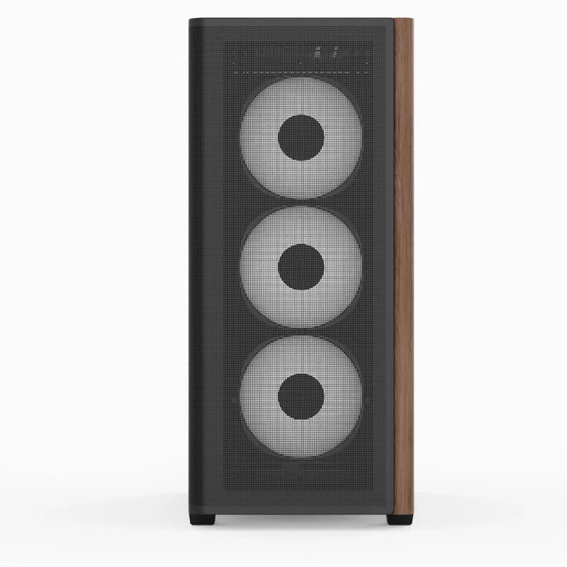 Aerocool D501A Midi Tower Schwarz, Holz