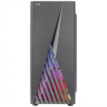 Aerocool DELTABKV1 ATX PC-Gehäuse RGB-Front, volles Seitenfenster, 12cm Lüfter, Schwarz