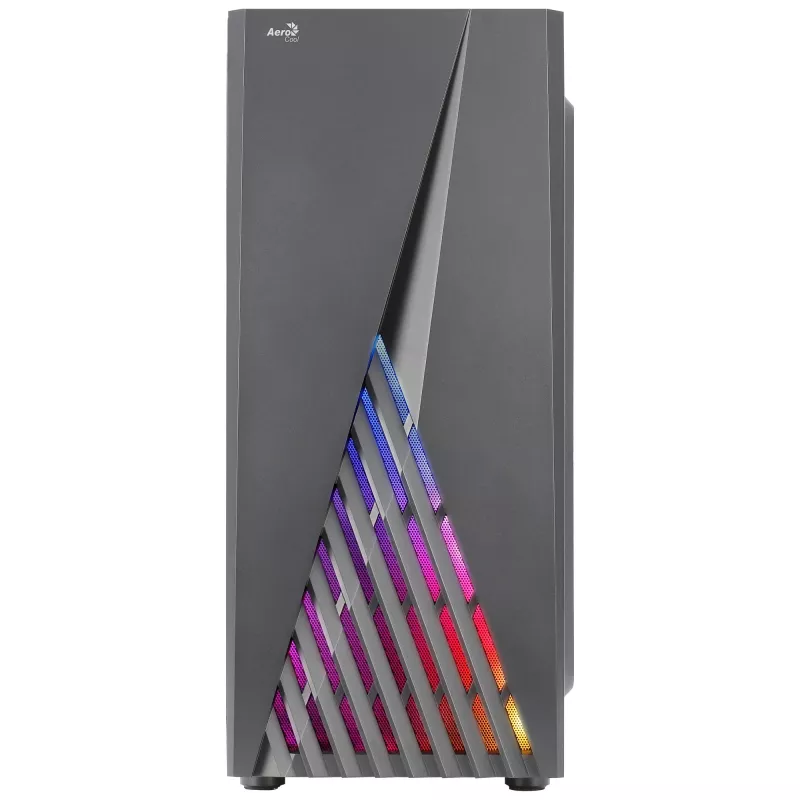 Aerocool DELTABKV1 ATX PC-Gehäuse RGB-Front, volles Seitenfenster, 12cm Lüfter, Schwarz