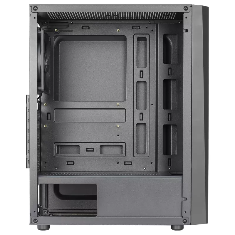 Aerocool DELTABKV1 ATX PC-Gehäuse RGB-Front, volles Seitenfenster, 12cm Lüfter, Schwarz