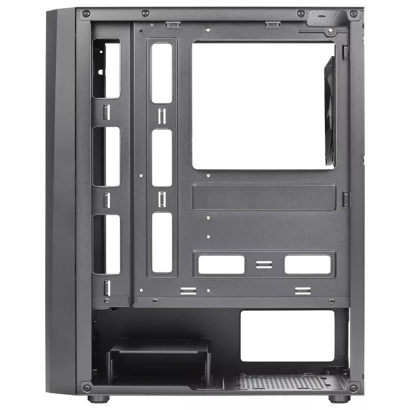 Aerocool DELTABKV1 ATX PC-Gehäuse RGB-Front, volles Seitenfenster, 12cm Lüfter, Schwarz
