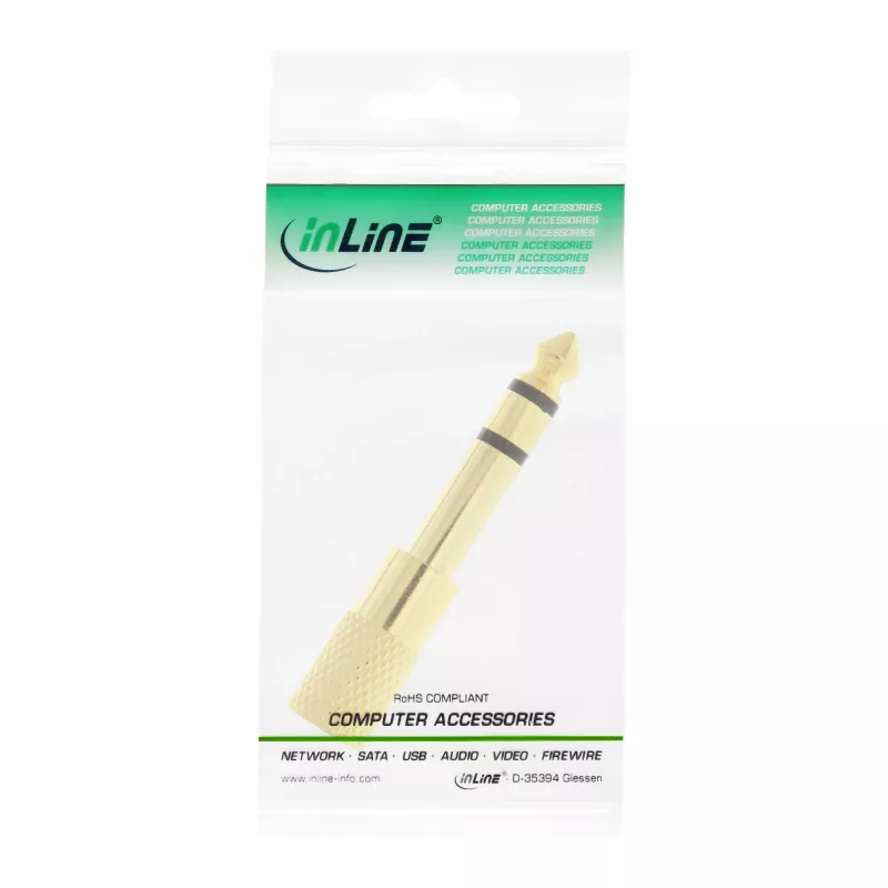 InLine Audio Adapter 6,3mm Stecker / 3,5mm Buchse Stereo vergoldet Metall