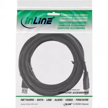 InLine USB 3.2 Gen.1 Kabel Typ A Stecker / A Stecker, schwarz, 5m