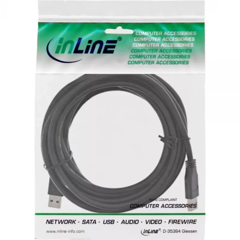 InLine USB 3.2 Gen.1 Kabel Typ A Stecker / A Stecker, schwarz, 5m