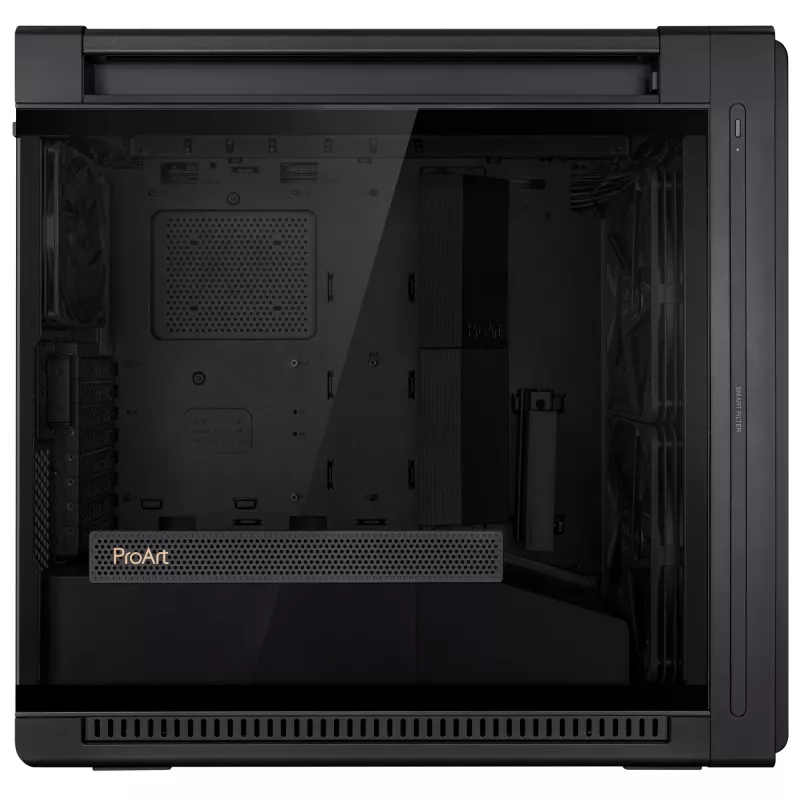 PC-Gehäuse ASUS ProArt PA602 Midi Tower Schwarz – ATX/EATX-Unterstützung, gehärtetes Glas, 2x 200-mm-Frontlüfter, 360-mm-Top-Radiator, GPU bis 450 mm
