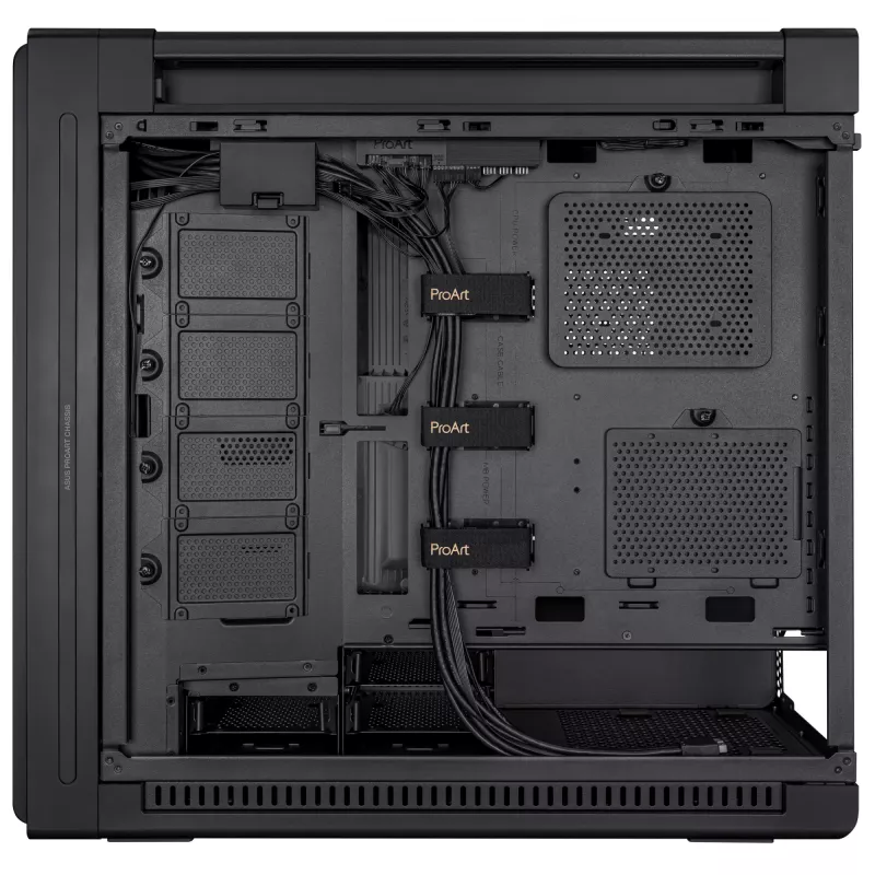 PC-Gehäuse ASUS ProArt PA602 Midi Tower Schwarz – ATX/EATX-Unterstützung, gehärtetes Glas, 2x 200-mm-Frontlüfter, 360-mm-Top-Radiator, GPU bis 450 mm