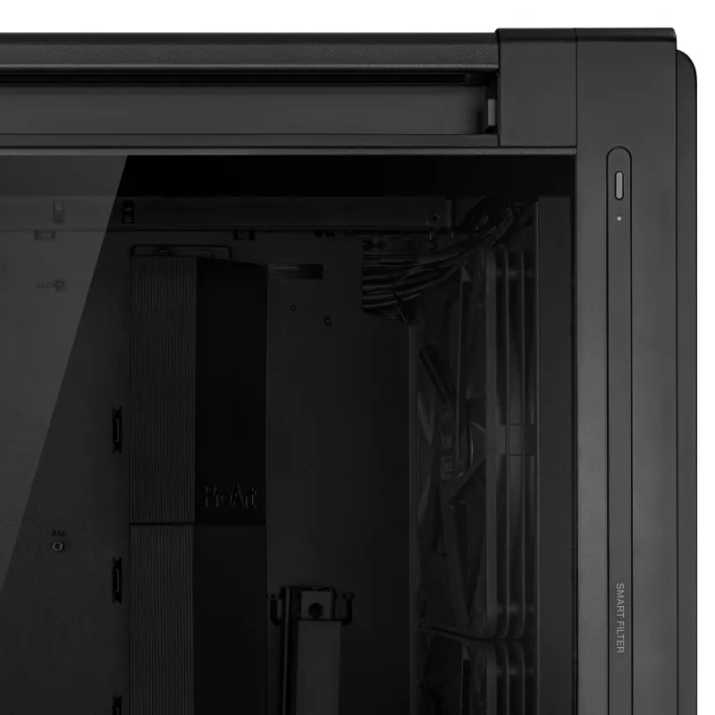 PC-Gehäuse ASUS ProArt PA602 Midi Tower Schwarz – ATX/EATX-Unterstützung, gehärtetes Glas, 2x 200-mm-Frontlüfter, 360-mm-Top-Radiator, GPU bis 450 mm