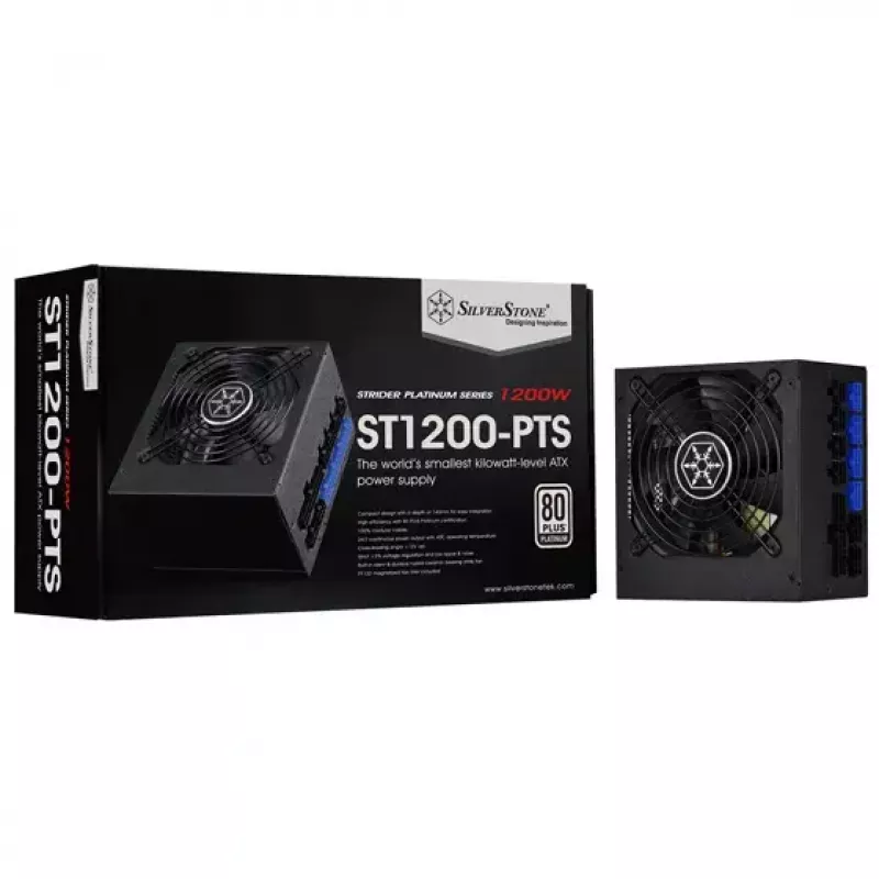 Stromversorgung SILVERSTONE ST1200-PTS 1200 W 80 PLUS Platinum, 20+4-Pin ATX, 120-mm-Lüfter, Schwarz