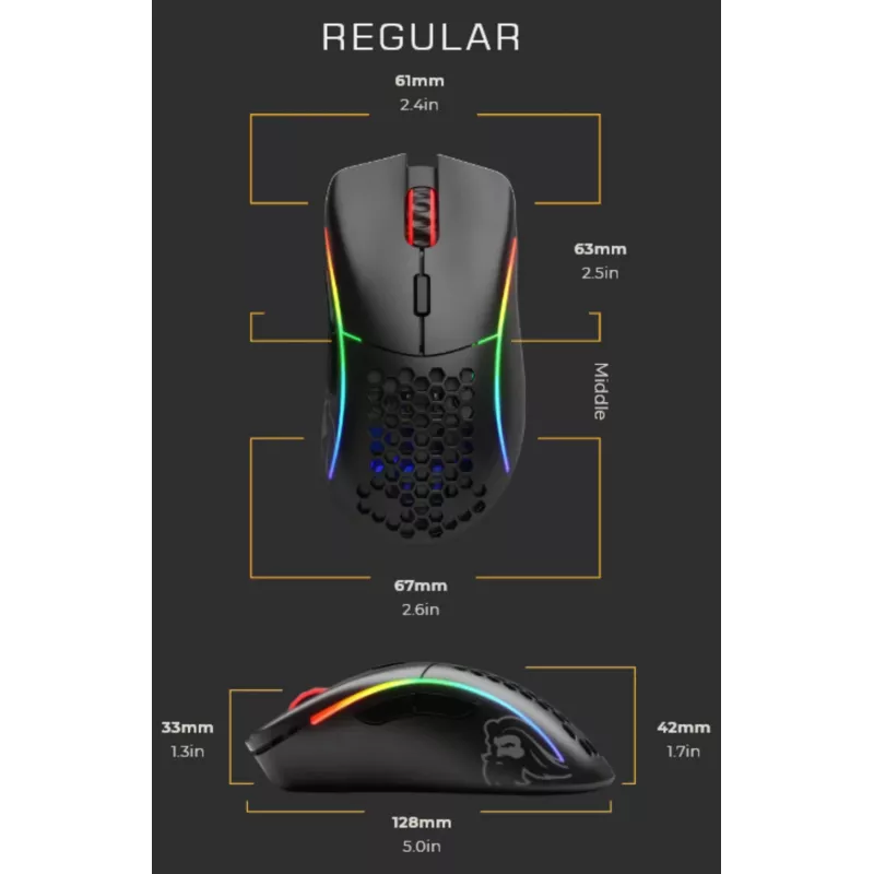 Glorious Gaming Glorious Model D Wireless – Mattschwarz, Rechtshänder, RF Wireless, 19000 DPI, Schwarz