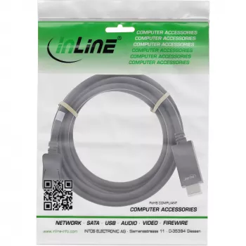 InLine DisplayPort auf HDMI Konverterkabel, 4K/60Hz, schwarz, 3m