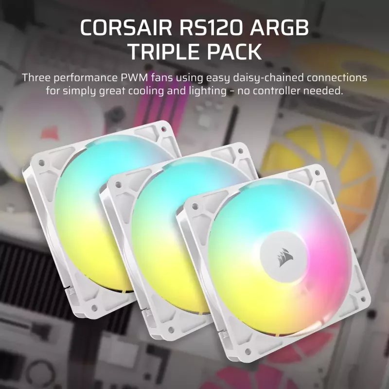 Fan Corsair RS120 ARGB 12 cm Weiß 420–2100 U/min 3 Stück