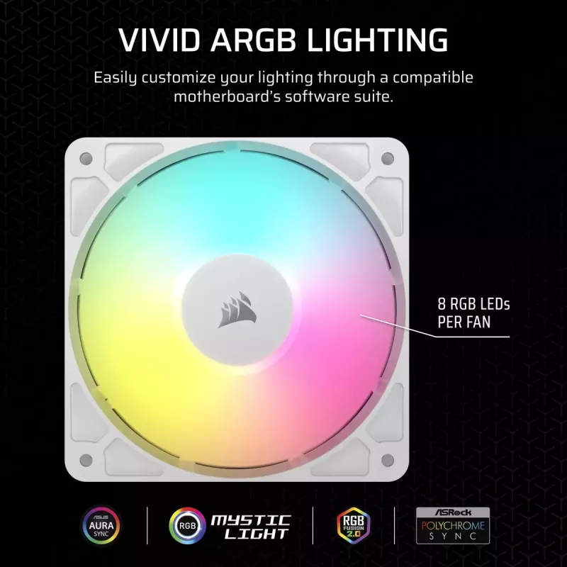 Fan Corsair RS120 ARGB 12 cm Weiß 420–2100 U/min 3 Stück