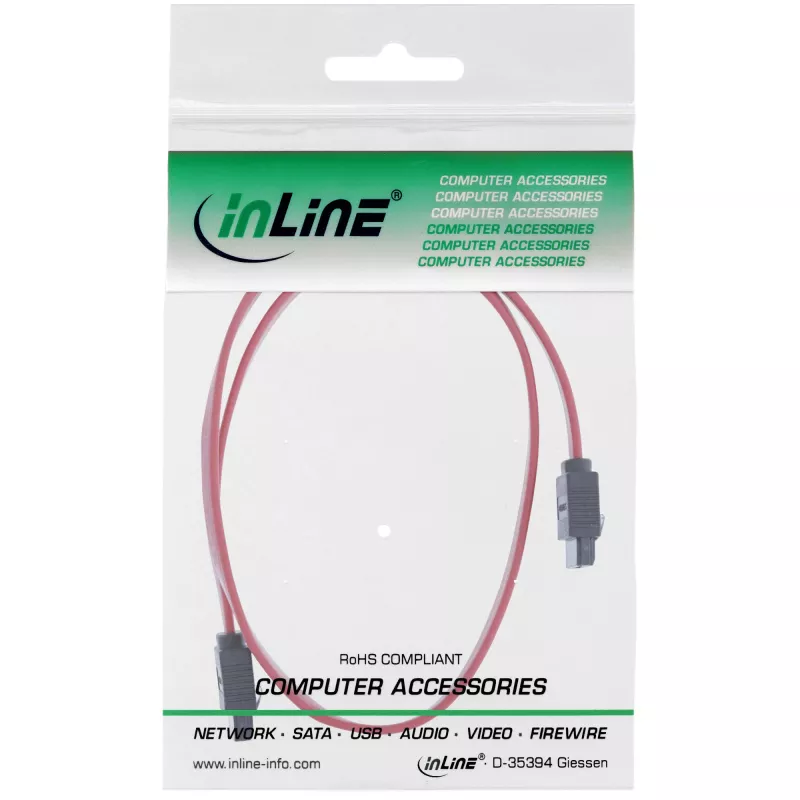 InLine SATA 6Gb/s Kabel mit Verriegelungen 0,5 m