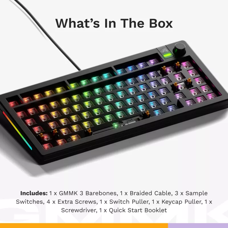 Mechanische Tastatur GLORIOUS GMMK 3 75% Barebones Kabelgebunden USB RGB Schwarz