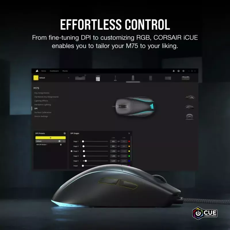 Corsair M75 Leichtgewichtig RGB USB Typ-A Maus