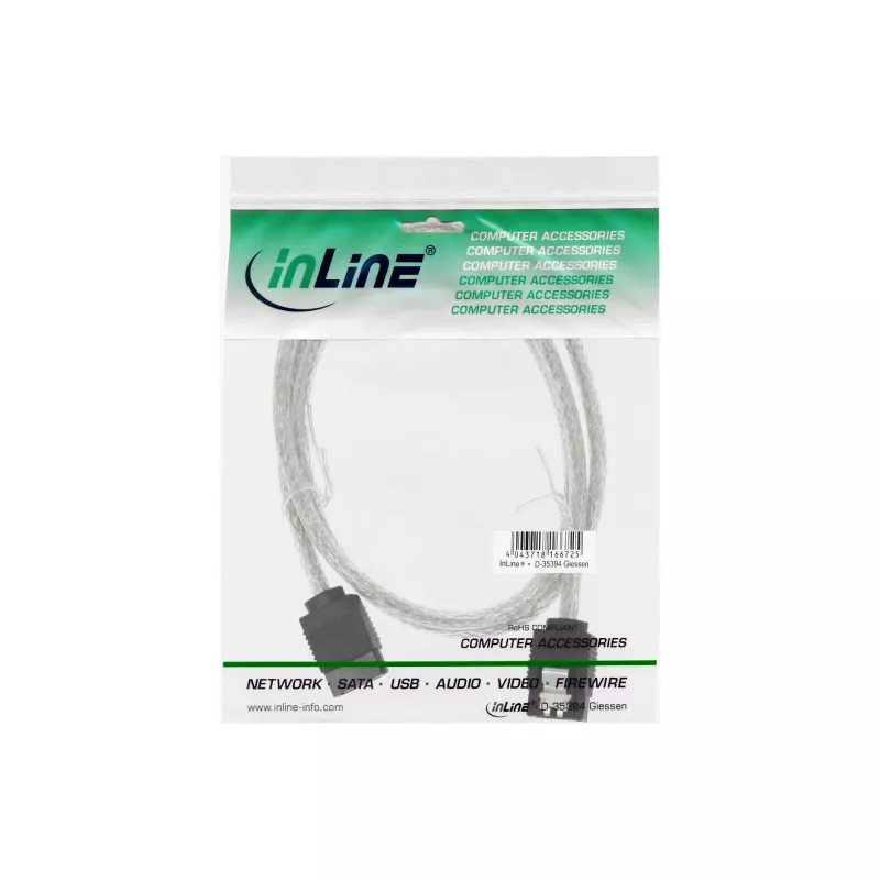 InLine SATA 6Gb/s Rundkabel mit Verriegelungen 0,5m