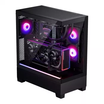 PC-Gehäuse Phanteks XT View Tower Schwarz — Midi-Tower, gehärtetes Glas, RGB, unterstützt ATX/EATX/Micro-ATX/Mini-ITX, GPU bis zu 41,5 cm, CPU-Kühler 184 mm