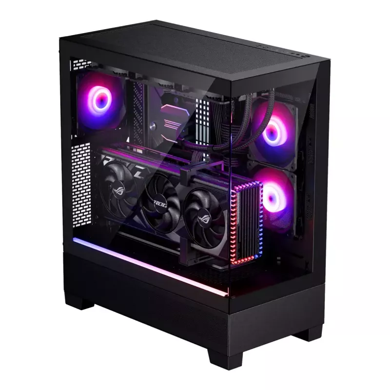 PC-Gehäuse Phanteks XT View Tower Schwarz — Midi-Tower, gehärtetes Glas, RGB, unterstützt ATX/EATX/Micro-ATX/Mini-ITX, GPU bis zu 41,5 cm, CPU-Kühler 184 mm