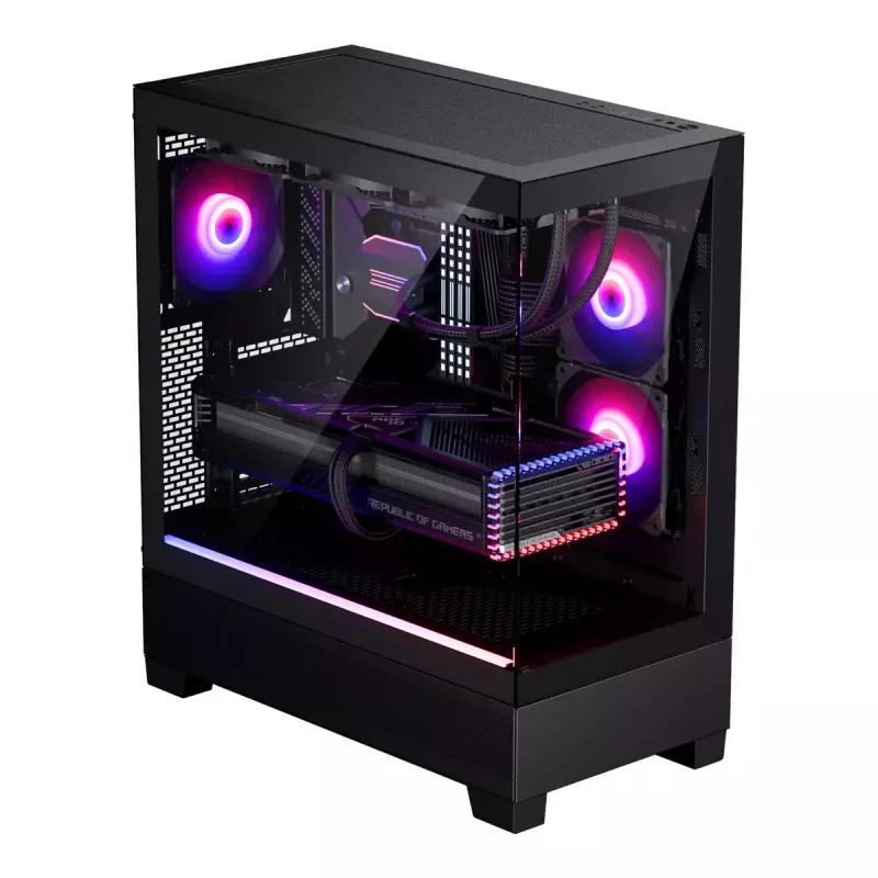 PC-Gehäuse Phanteks XT View Tower Schwarz — Midi-Tower, gehärtetes Glas, RGB, unterstützt ATX/EATX/Micro-ATX/Mini-ITX, GPU bis zu 41,5 cm, CPU-Kühler 184 mm