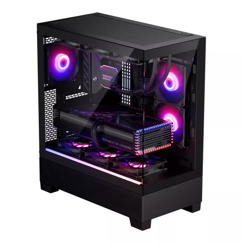 PC-Gehäuse Phanteks XT View Tower Schwarz — Midi-Tower, gehärtetes Glas, RGB, unterstützt ATX/EATX/Micro-ATX/Mini-ITX, GPU bis zu 41,5 cm, CPU-Kühler 184 mm