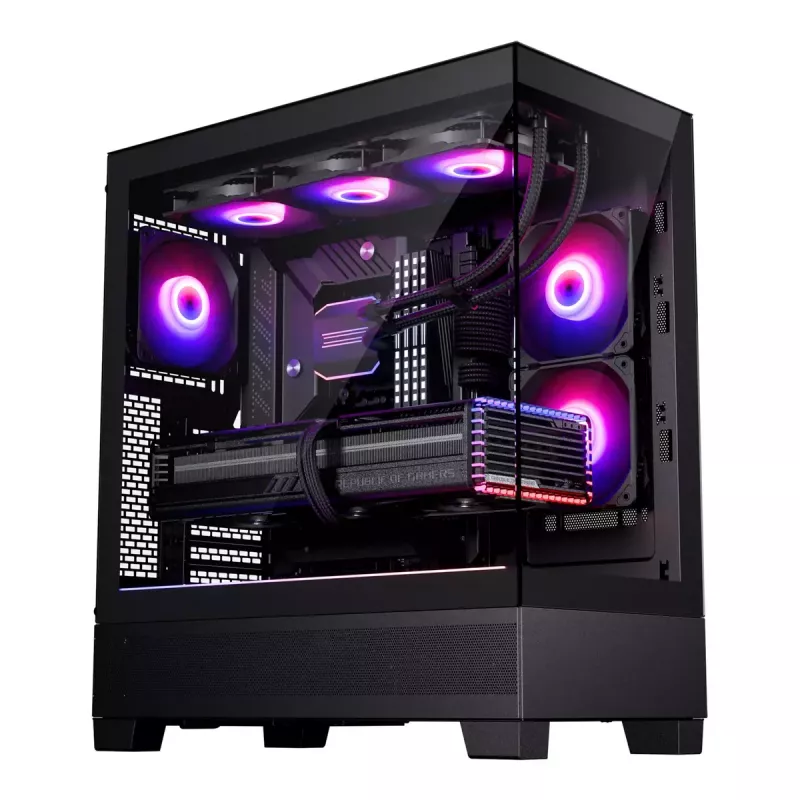 PC-Gehäuse Phanteks XT View Tower Schwarz — Midi-Tower, gehärtetes Glas, RGB, unterstützt ATX/EATX/Micro-ATX/Mini-ITX, GPU bis zu 41,5 cm, CPU-Kühler 184 mm