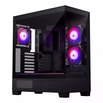 PC-Gehäuse Phanteks XT View Tower Schwarz — Midi-Tower, gehärtetes Glas, RGB, unterstützt ATX/EATX/Micro-ATX/Mini-ITX, GPU bis zu 41,5 cm, CPU-Kühler 184 mm