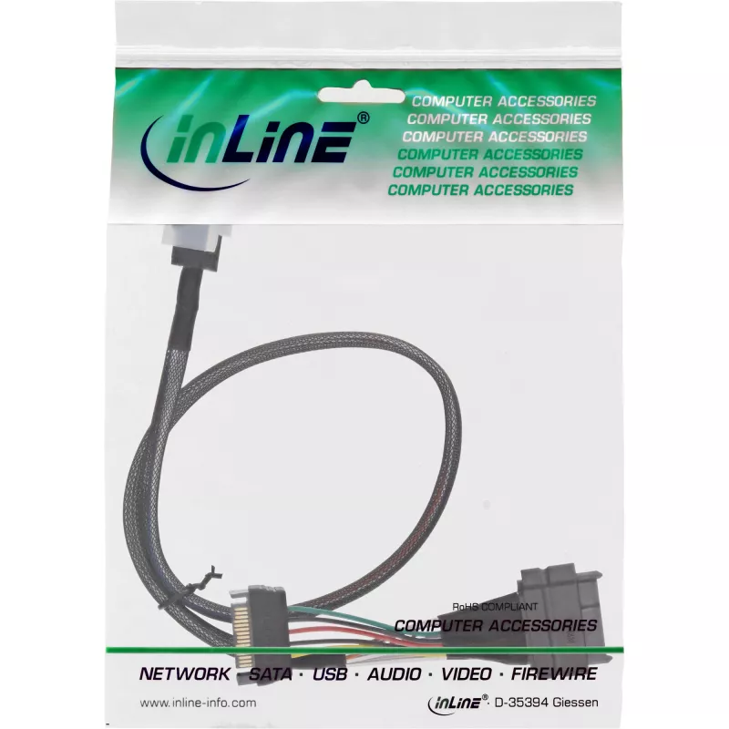 InLine U.2 Anschlusskabel, SSD mit U.2 (SFF-8639) auf SFF-8643 + Strom, 0,5 m