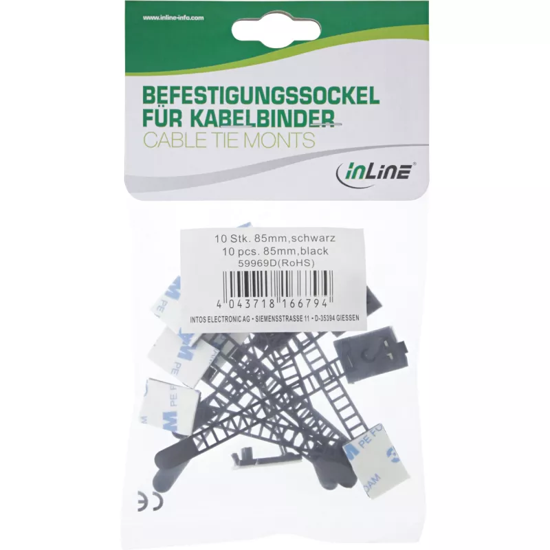 Einstellbare Kabelklemme InLine 59969F 94mm Schwarz 10 Stück