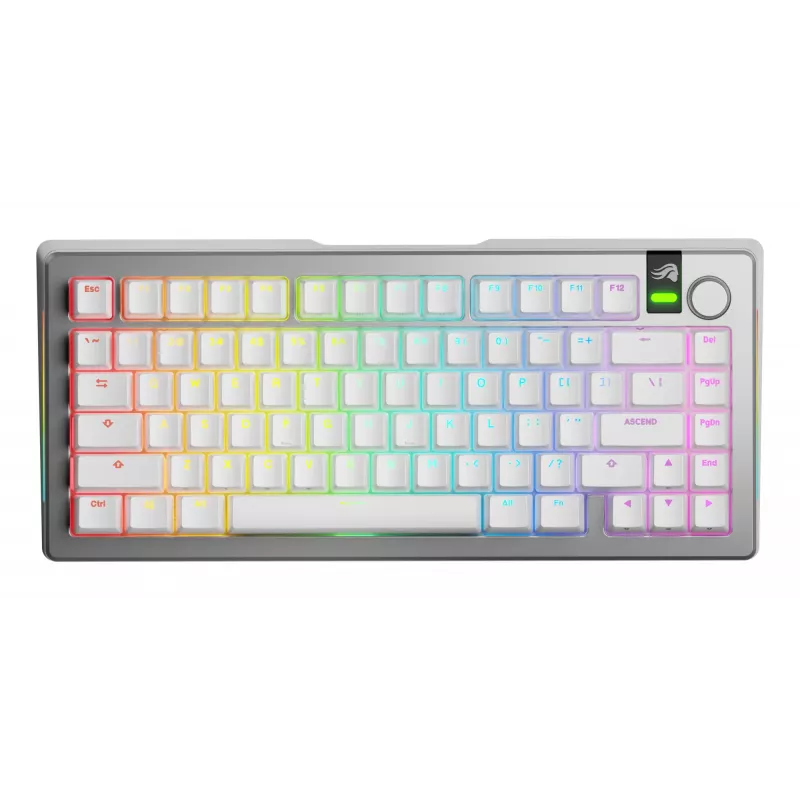 Mechanische Tastatur GLORIOUS GMMK 3 PRO 75% Prebuilt Wireless, USB + RF + Bluetooth, QWERTY, Silber