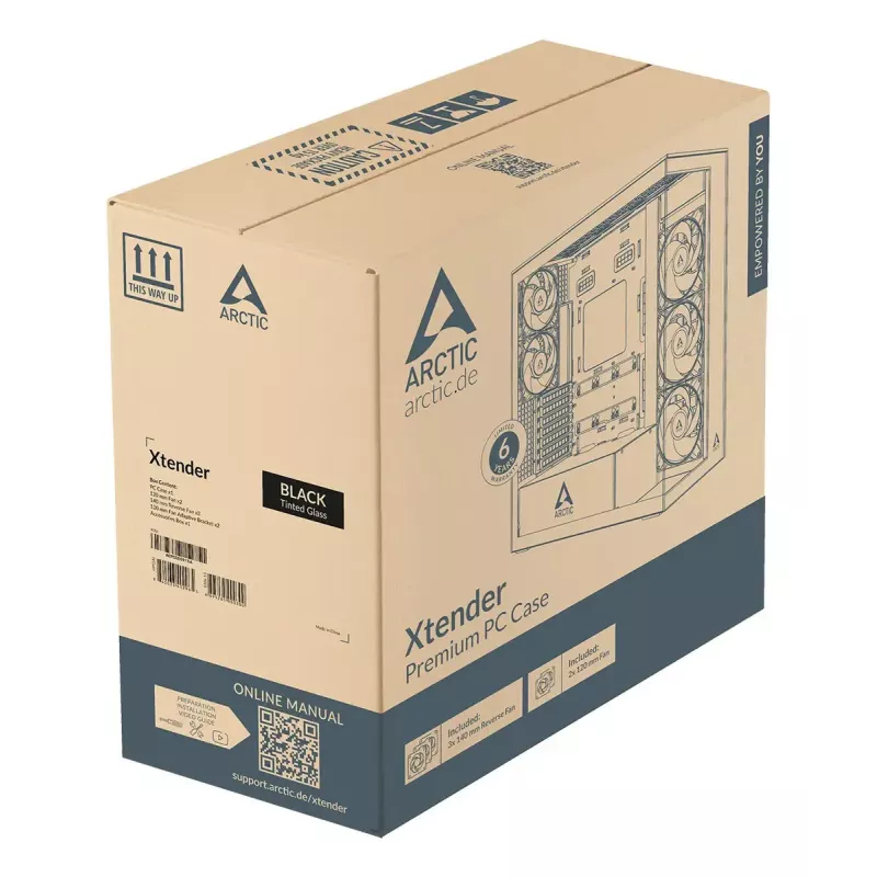 ARCTIC Xtender VG (Black) Premium E-ATX PC-Gehäuse mit vertikaler GPU-Montage