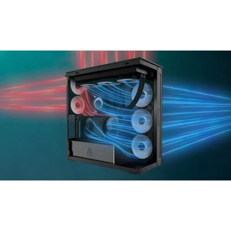 ARCTIC Xtender VG (Black) Premium E-ATX PC-Gehäuse mit vertikaler GPU-Montage