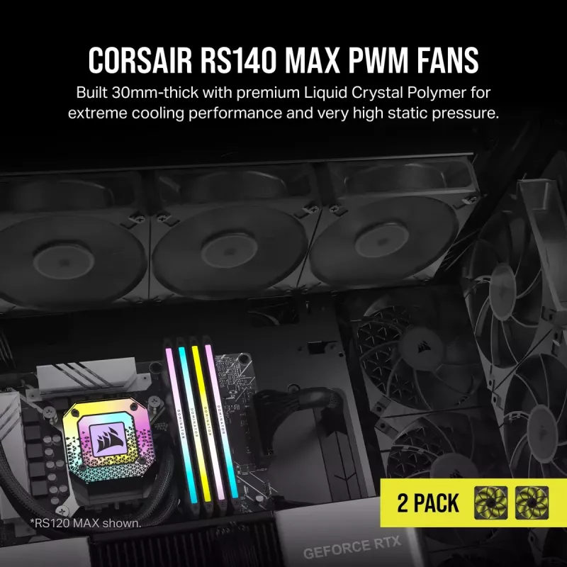 Ventilator Corsair RS140 MAX Computergehäuse-Lüfter 14 cm Schwarz 2 Stück