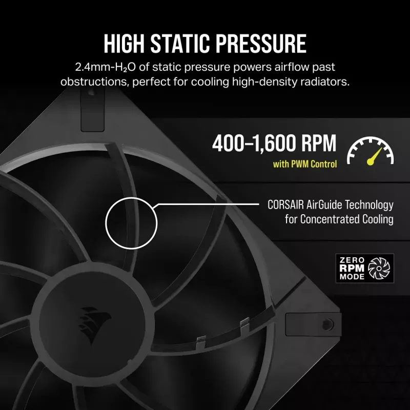 Ventilator Corsair RS140 MAX Computergehäuse-Lüfter 14 cm Schwarz 2 Stück