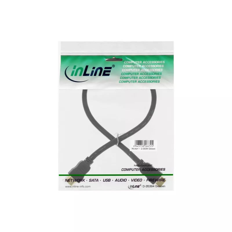 InLine High Speed HDMI-Kabel mit Ethernet, M/M, schwarz, Goldkontakte, 5 m