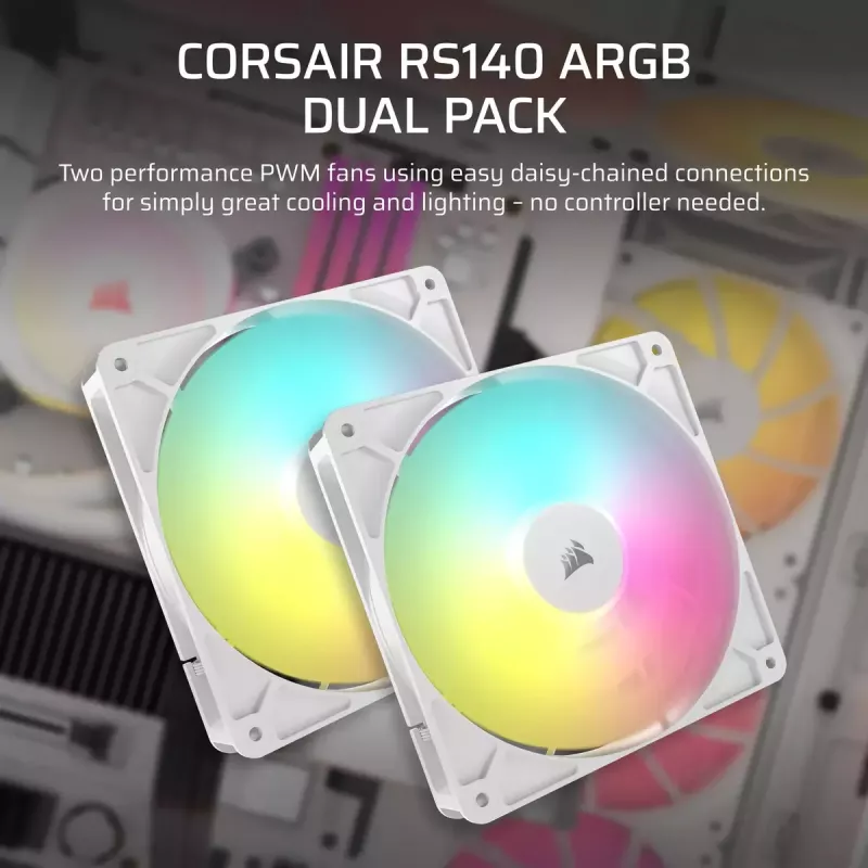 Lüfter Corsair RS140 ARGB 14 cm Weiß 330-1700 U/min