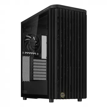 PC-Gehäuse ASUS ProArt PA401 Wood TG PWM Tower Schwarz — ATX, gehärtetes Glas, 2x160mm Frontlüfter, USB-C, unterstützt GPU 31,5 cm