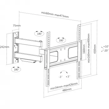 InLine Wandhalterung für Displays 81-140cm 32-55 Zoll max. 50kg