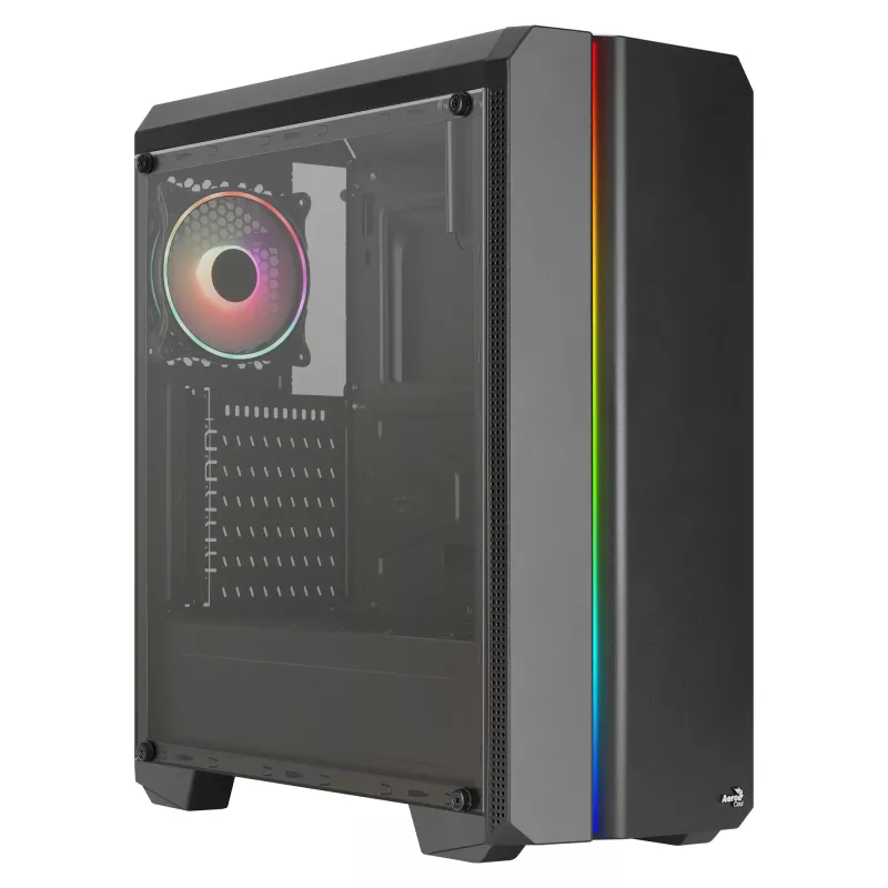 Aerocool GENESISV2BK PC ATX Gehäuse, Frontblende LED ARGB Lüfter ARGB 12 cm, Schwarz