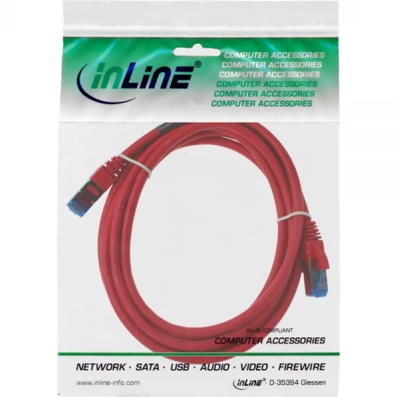 InLine Patchkabel S/FTP PiMF Cat.6A halogenfrei 500MHz rot 5m