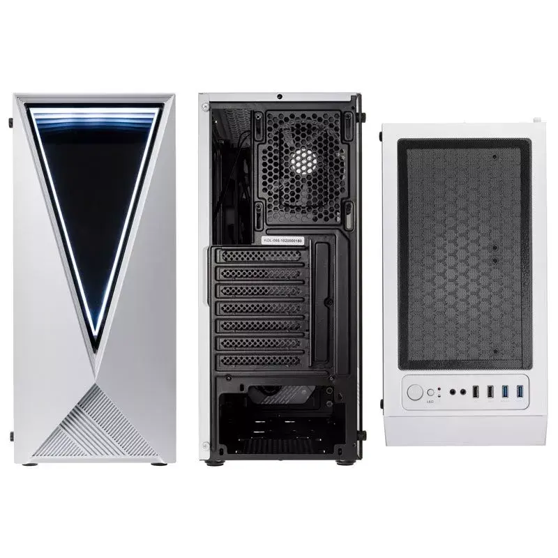 Computergehäuse Kolink VOID WHITE Midi Tower Weiß, Schwarz