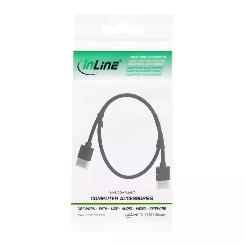 InLine High Speed HDMI-Kabel mit Ethernet, AM/AM, superflach, schwarz/gold, 1,8 m