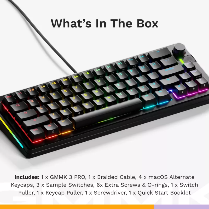 GLORIOUS GMMK 3 PRO 65% Prebuilt Mechanische Tastatur, Kabelgebunden USB, QWERTY, RGB, Schwarz