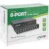InLine Netzwerk-Switch 8-Port, 1 Gbit/s, Desktop, Metall, lüfterlos, geschirmte Ports