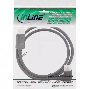 InLine DisplayPort 1.4 Kabel, 8K4K, gewinkelt, schwarz/gold, 3m
