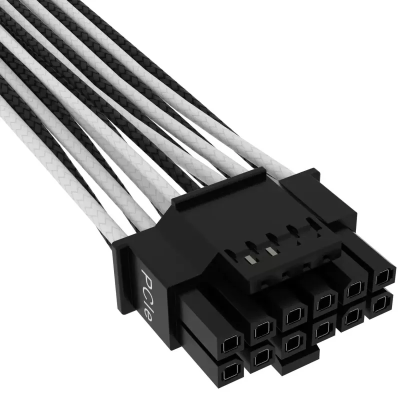 CORSAIR Premium Individually Sleeved 12+4pin Pci-e Gen 5 12vhpwr 600w Kabel Type 4 Schwarz/Weiß