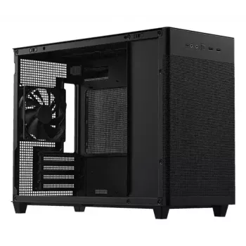 PC-Gehäuse ASUS Prime AP201 MicroATX Mini Tower Schwarz — unterstützt microATX, max. GPU 338 mm, CPU-Kühlerhöhe 170 mm, 3x 3,5-Zoll-Schächte, USB-A 2x, USB-C 1x