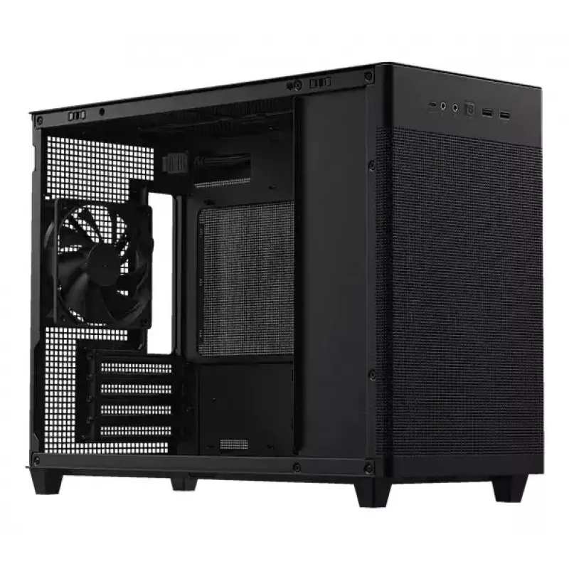 PC-Gehäuse ASUS Prime AP201 MicroATX Mini Tower Schwarz — unterstützt microATX, max. GPU 338 mm, CPU-Kühlerhöhe 170 mm, 3x 3,5-Zoll-Schächte, USB-A 2x, USB-C 1x